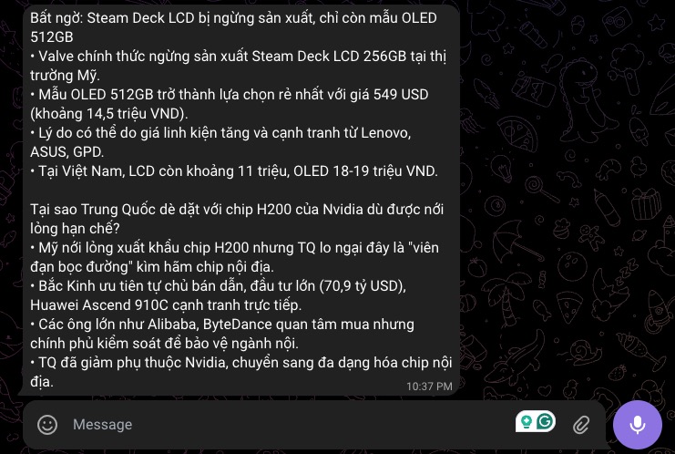 AI Agent tóm tắt bài viết và gửi kết quả về Telegram