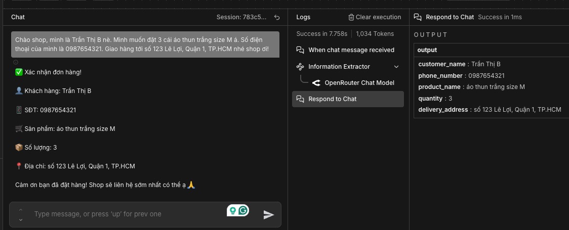 Chatbot trích xuất thông tin đơn hàng từ tin nhắn