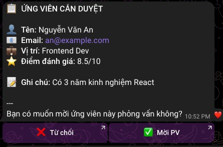 Workflow chờ con người duyệt qua Telegram